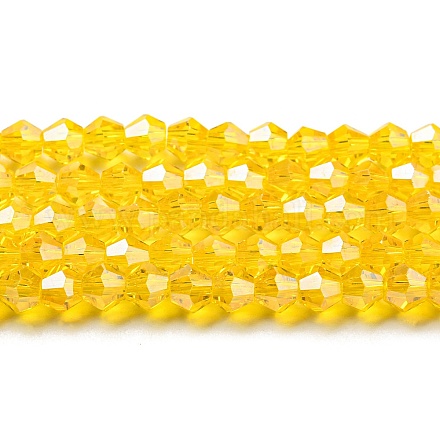 Transparentes perles de verre de galvanoplastie brins GLAA-F029-2mm-C22-1