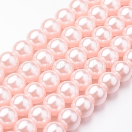 Umweltfreundliche runde Perlenstränge aus gefärbtem Glasperlen HY-A002-10mm-WH007-1
