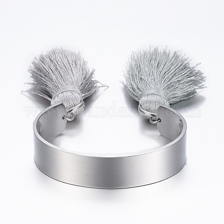 Trendy 304 Stainless Steel Cuff Bangles BJEW-H703-01P-1