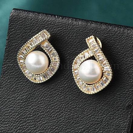 Серьги-гвоздики из латуни и стекла EJEW-P302-03G-1