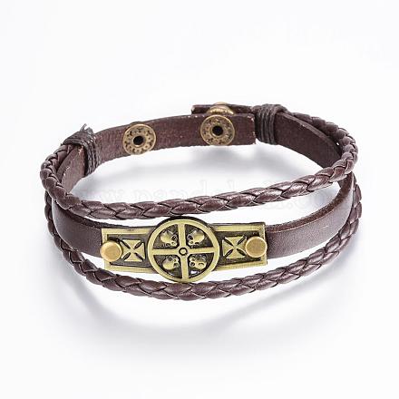 Leather Cord Multi-strand Bracelets BJEW-P169-E01-1