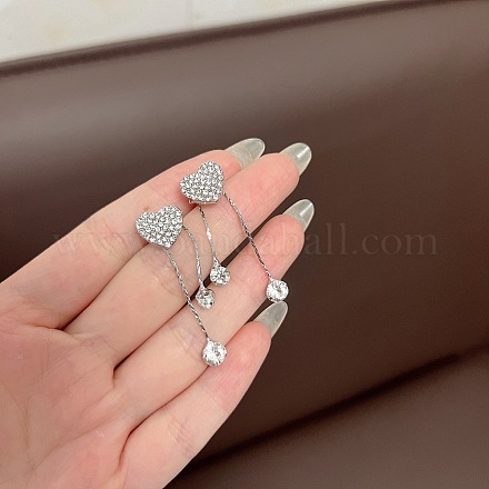 Серьги-гвоздики в форме сердца с плоскими круглыми кристаллами из сплава и стразами FS-WG4183D-01-1