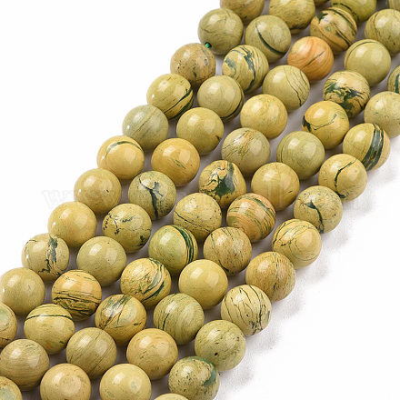 Brins de perles en pierre verdite naturelle G-C242-03B-1