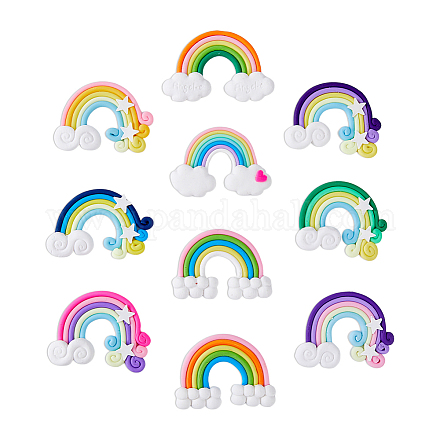 HOBBIESAY 20 Pcs 4 Styles 10 Colors Rainbow Slime Charms Cabochons Cloud Silicone Charms Pendants Mini Rainbow Cameo Charms Jewelry Embellishment Supplies for Gluing DIY Jewelry Earrings Rings SIL-NB0001-15-1