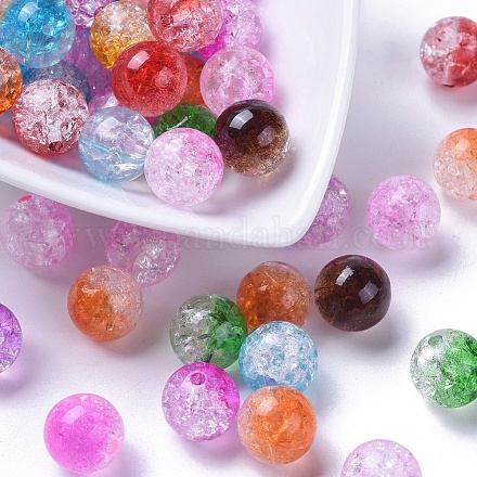 Two Tone Transparent Crackle Acrylic Beads X-CACR-R009-12mm-M-1
