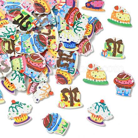 2-луночное деревянные пуговицы WOOD-CJC0816-002A-1