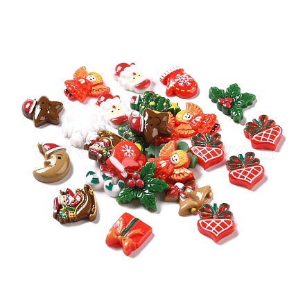 Christmas Theme Opaque Resin Cabochons CRES-M012-03-1