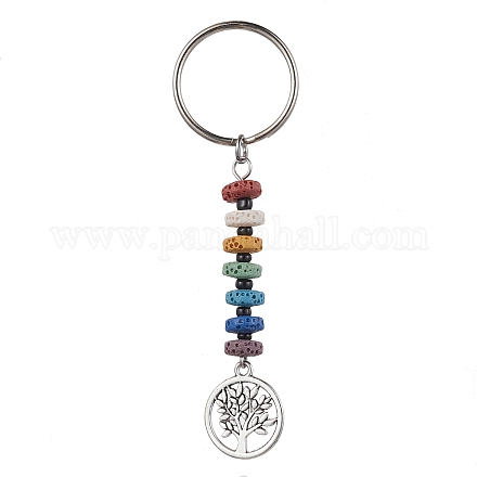 Schlüsselanhänger mit Anhänger „Baum des Lebens“ aus Legierung im tibetischen Stil KEYC-JKC00682-1