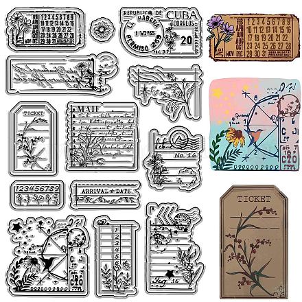 CRASPIRE Vintage Flower Clear Rubber Stamps Calendar Letterhead Reusable Retro Transparent Silicone Stamp Seals for Journaling Card Making Scrapbooking Photo Album Decorative DIY Christmas Gifts DIY-WH0439-0200-1