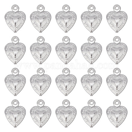Sunnyclue 1 caja de 100 piezas de dijes de corazón de acero inoxidable STAS-SC0004-48-1