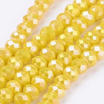 Chapelets de perles en verre électroplaqué X-GLAA-F001-6x4mm-11L-1