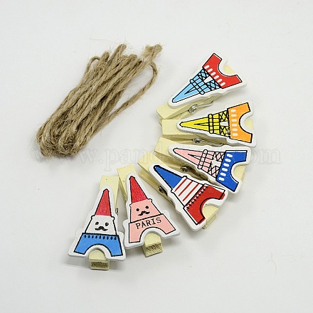 DIY Craft Ideas Party Photo Wall Decorations Paris Eiffel Tower Wooden Clothespins Postcard Clips X-AJEW-A016-A10-1