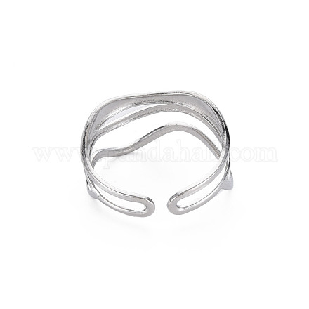 304 anello per polsino aperto avvolgente in filo d'acciaio inossidabile per donna RJEW-N038-047P-1