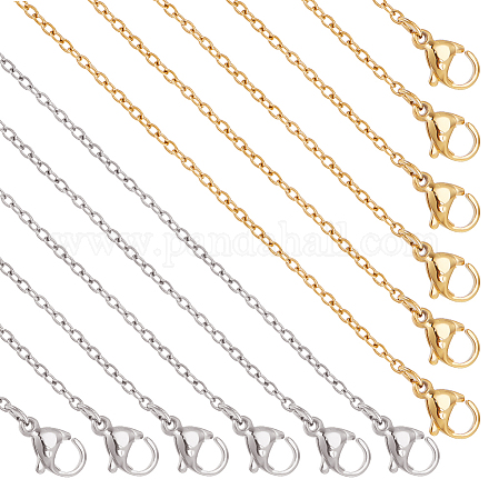 Nbeads 20pcs 2 style 304 colliers de chaîne de câble en acier inoxydable pour hommes femmes NJEW-NB0001-04-1
