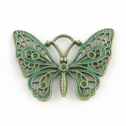 Papillon pendentifs en alliage de zinc PALLOY-R065-069-FF-1