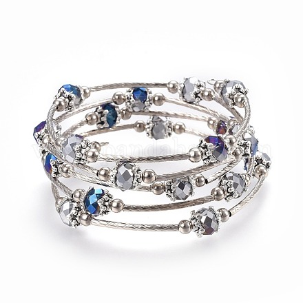 Cinq boucles de bracelets en verre à facettes BJEW-JB04135-05-1
