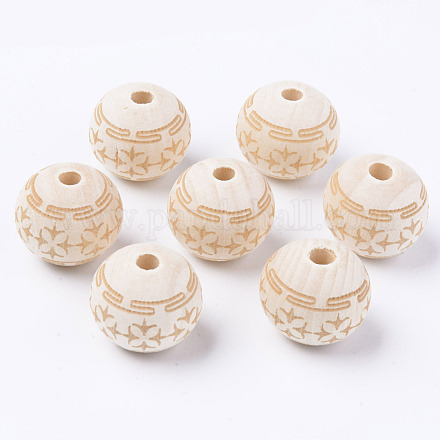 Unfinished Natural Wood European Beads WOOD-S057-007B-1