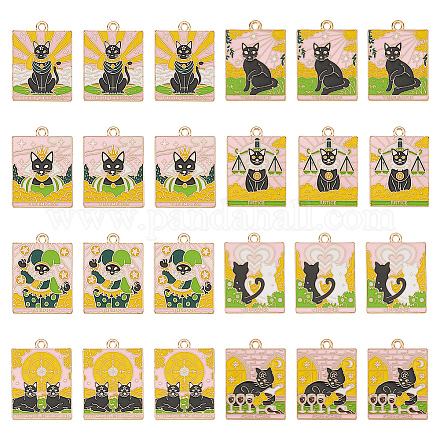 24шт 8 подвески из сплава ситила с эмалью прямоугольной формы ENAM-HY0001-43-1