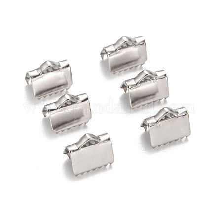 304 Stainless Steel Ribbon Crimp Ends X-STAS-Q187-01-1