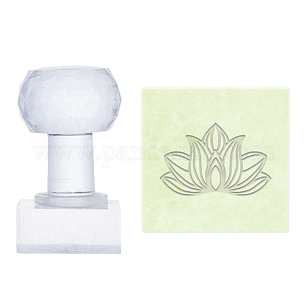 PH PandaHall Lotus Soap Stamp Flower Soap Embossing Stamp Acrylic Stamp with Handle Round Soap Chapter Imprint Stamp for Handmade Soap Cookie Clay Pottery Stamp Biscuits Gummier Making Projects DIY-WH0350-022-1