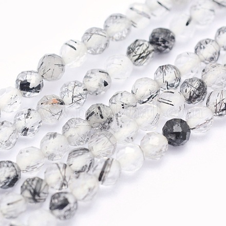 Naturale nero rutilato perle di quarzo fili G-O166-23-2mm-1