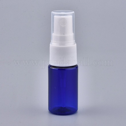空のポータブルペットプラスチックスプレーボトル  ファインミストアトマイザー  ダストキャップ付き  詰め替え式ボトル  ブルー  7.55x2.3cm 容量：10ml（0.34液量オンス） MRMJ-K002-B10-1