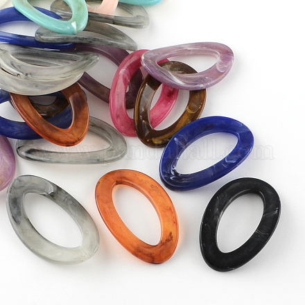 Tordre imitation ovale anneaux acrylique de pierres précieuses de liaison OACR-R023-M-1