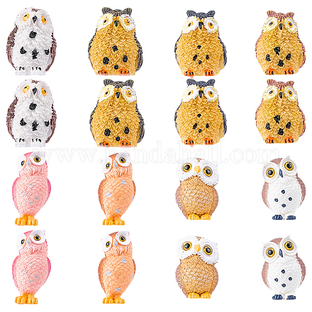 16шт 8-х стилевые фигурки совы из смолы DJEW-DR0001-09-1