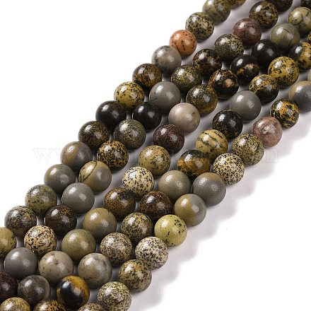 Chapelets de perles de jaspe dendritique naturelle G-H1632-6MM-1