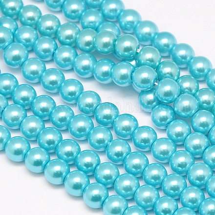 Brins de perles rondes en verre teinté écologique HY-A002-10mm-RB064-1
