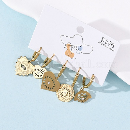 5 шт. серьги-кольца из нержавеющей стали 304 с кристаллами и стразами EJEW-G447-04G-1