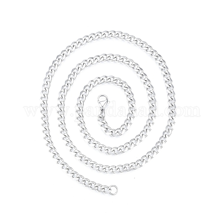 Herren-201 Edelstahl-kubanische Halskette NJEW-N050-A06-5-55P-1