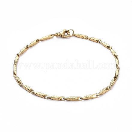Ion Plating(IP) Unisex 304 Stainless Steel Bar Link Chain Bracelets BJEW-L637-38A-G-1