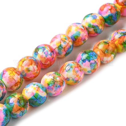 Synthetic Turquoise Dyed Camouflage Beads Strands G-E594-24N-A-1