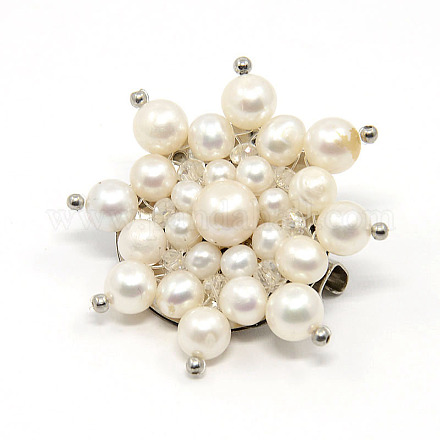 Elegant Mothers Day Gifts Flower Natural Pearl Brooches JEWB-M004-01-1