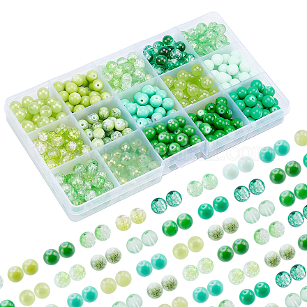 PandaHall 15 Color Green Glass Beads for Jewelry Making GLAA-PH0001-54-1
