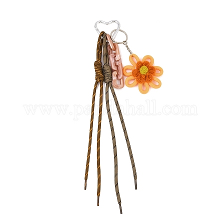 Подвесные украшения ручной работы из полиэстерового шнура и цветочных нитей HJEW-JM04422-03-1