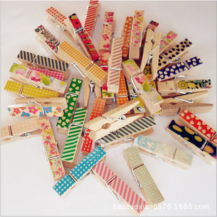 Wooden Craft Pegs Clips WOOD-WH0001-01-1