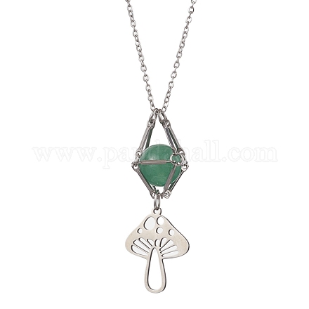 Ожерелье-подвеска со сменным держателем и натуральным зеленым авантюрином для женщин NJEW-JN04631-01-1