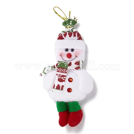 不織布クリスマスペンダントデコレーション  プラスチックの目で  雪だるま  ホワイト  230mm AJEW-P099-05-1
