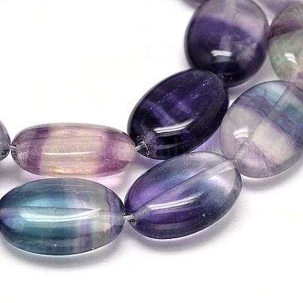 Oval Natural Fluorite Bead Strands G-O106-06-1