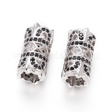 Perles européennes en laiton avec zircone cubique de micro pave X-OPDL-L016-03A-P-1