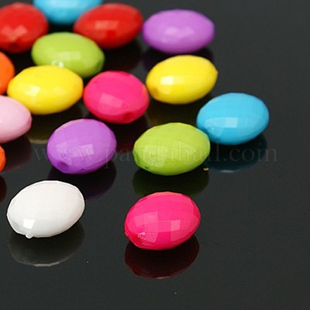 Colorful Faceted Oval Acrylic Beads X-MACR-G017-M-1