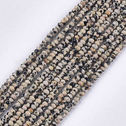 Chapelets de perles en jaspe dalmatien naturelle G-S354-46-1