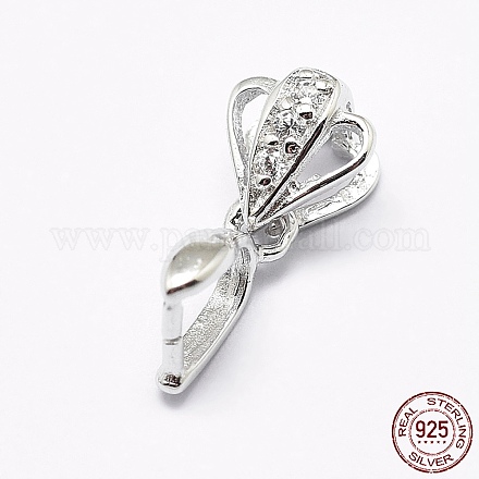 925 gancio per pendente in argento sterling placcato in rodio con micro pavè di zirconi STER-E053-27P-1