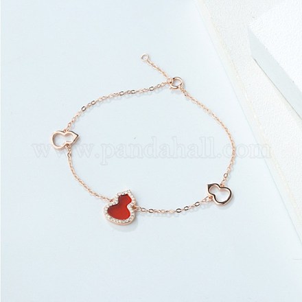 Bracelet à maillons en émail gourde porte-bonheur rouge pour femmes teen grils BJEW-BB56937-A-1