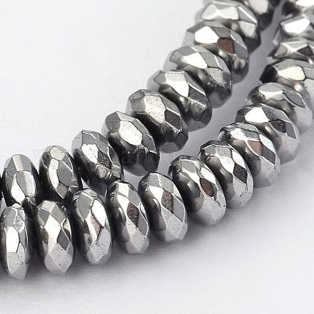 Electroplated Non-magnetic Synthetic Hematite Rondelle Bead Strands G-F234-01A-1