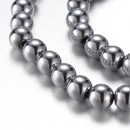 Chapelets de perle en hématite synthétique magnétique G-A165A-4mm-04-1
