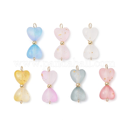 7 шт. 7-цветные матовые прозрачные акриловые подвески-сердечки с двумя видами PALLOY-JF04508-1