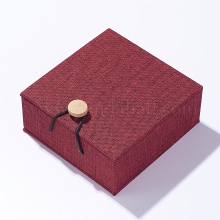 Boîtes collier toile de jute et pendentif en tissu OBOX-D005-01-1